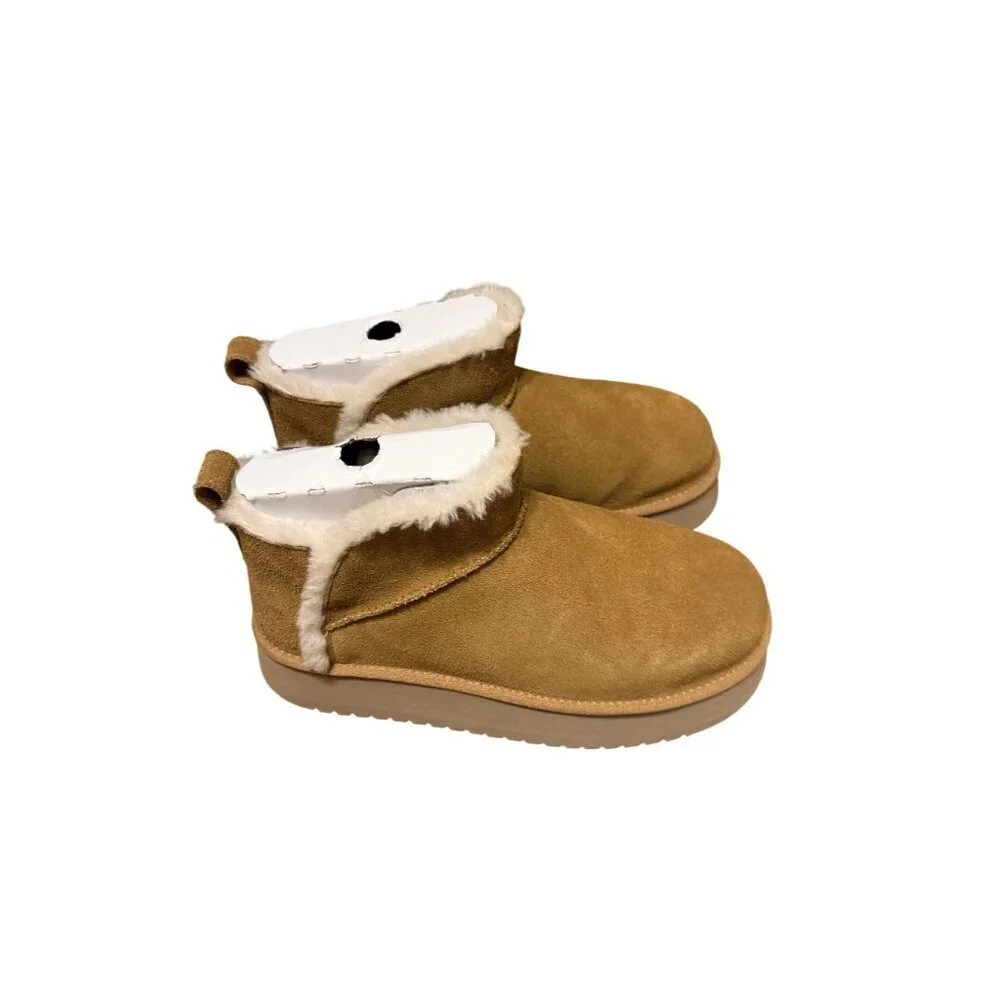 Koolaburra By UGG Womens Ultra Mini Platform Boots Size 12 Tan Suede & Faux Fur